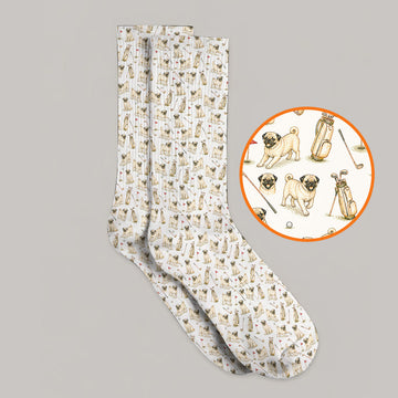 Funny Pug Golf Socks, Pug Pattern Golf Sock, Crazy Golf Gift For Golfer