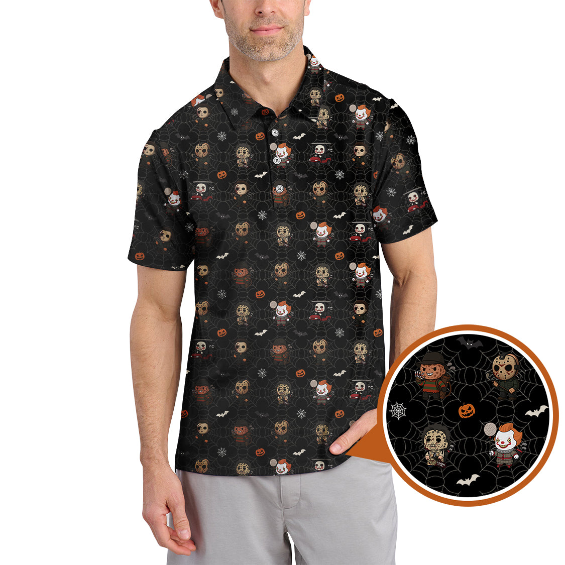 Halloween Golf Shirt For Golfer, Funny Pattern Golf Shirt, Crazy Golf Shirt For Men