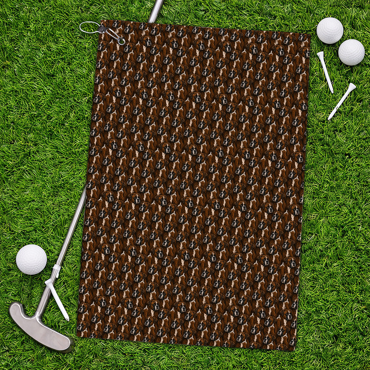 Boxer Middle Finger Golf Towel, Funny Boxer Pattern Golf Towels for Golfer, Golf Gift for Dog Lovers