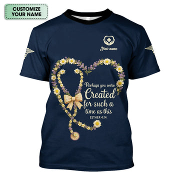 Custom Faith Nurse T-Shirt - Floral Stethoscope Heart & Bible Verse Graphic - Thoughtful Gift for Christian Nurses & Nursing Student