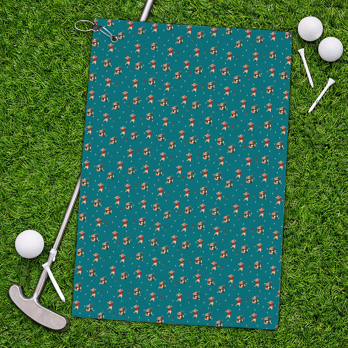 Crazy Corgi Christmas Golf Towels, Xmas Corgi Pattern Golf Towel, Golf Gift For Golfers