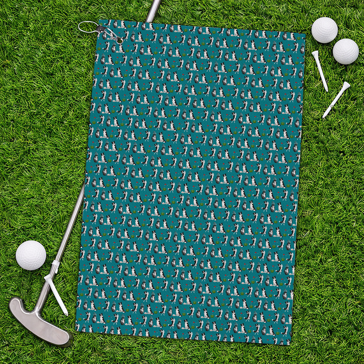 Border Collie Golf Towel, Border Collie Pattern Golf Towels for Dog Lovers, Funny Golf Gift for Golfer