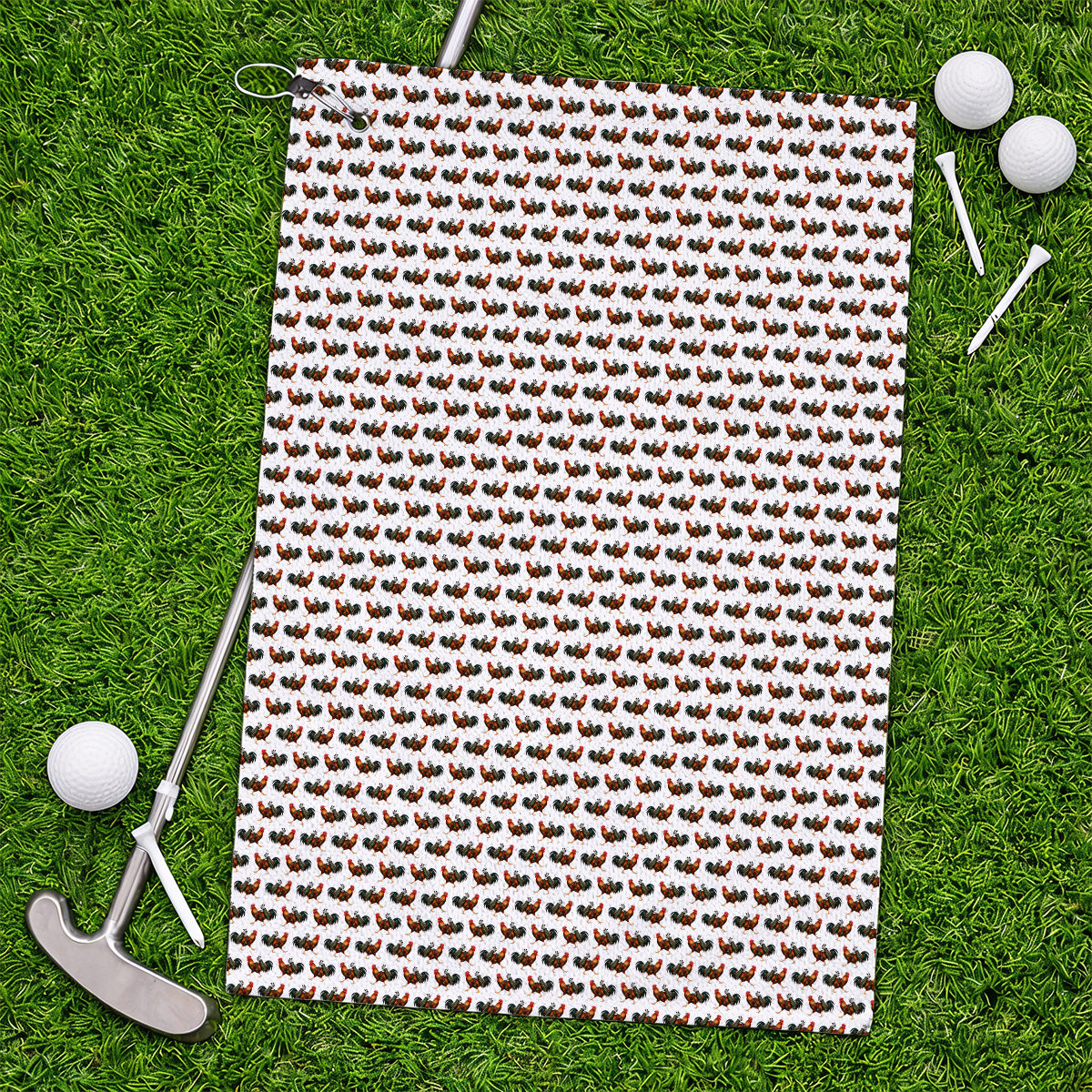 Rooster Pattern Golf Towels, Rooster Golf Towel For Chicken Lovers, Golf Gift For Golfer