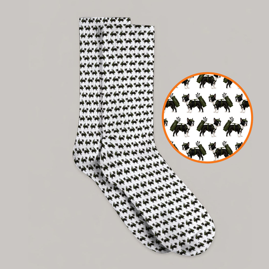 Crazy Boston Terrier Pattern Golf Socks, Boston Terrier Golf Sock, Golf Gift For Golfer