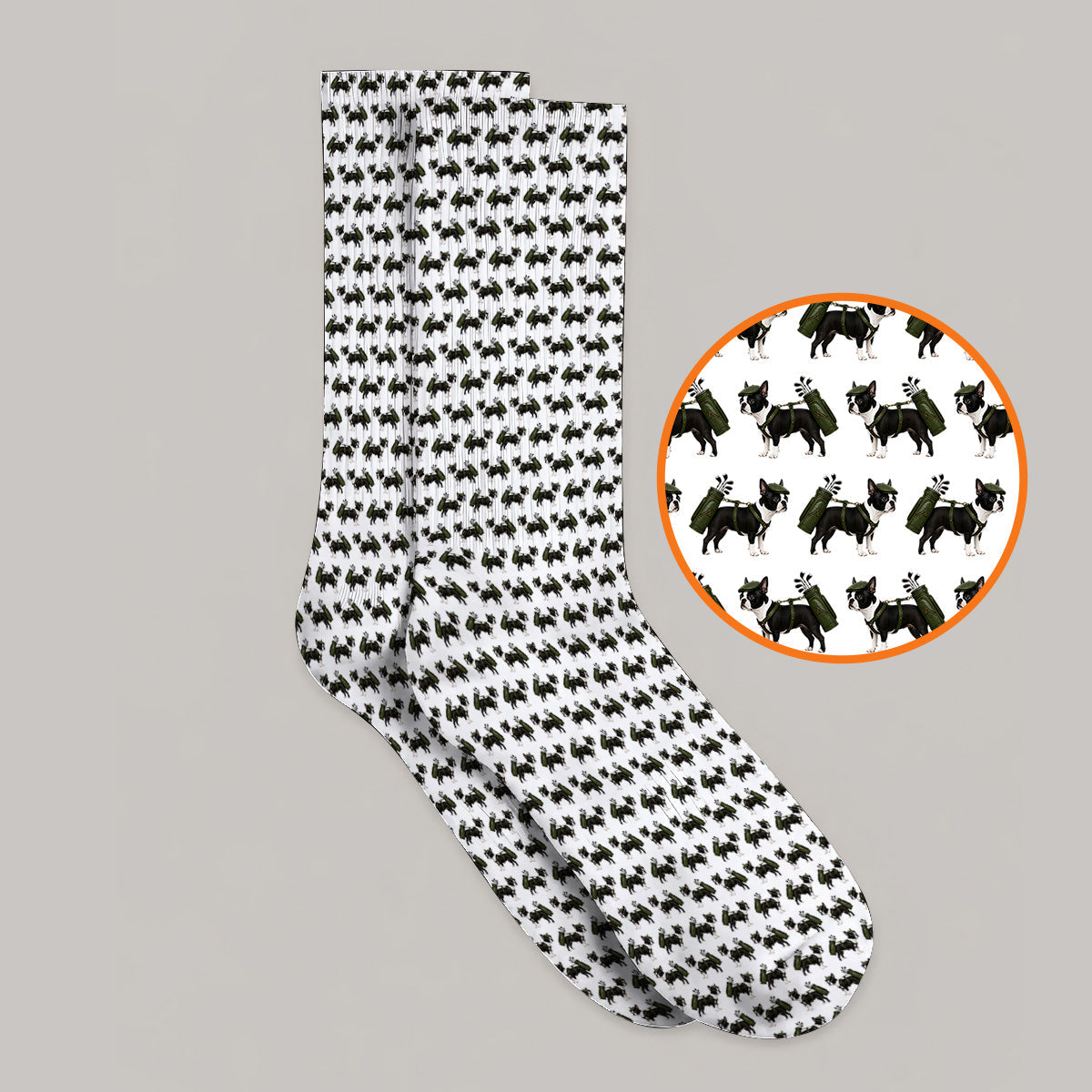 Crazy Boston Terrier Pattern Golf Socks, Boston Terrier Golf Sock, Golf Gift For Golfer