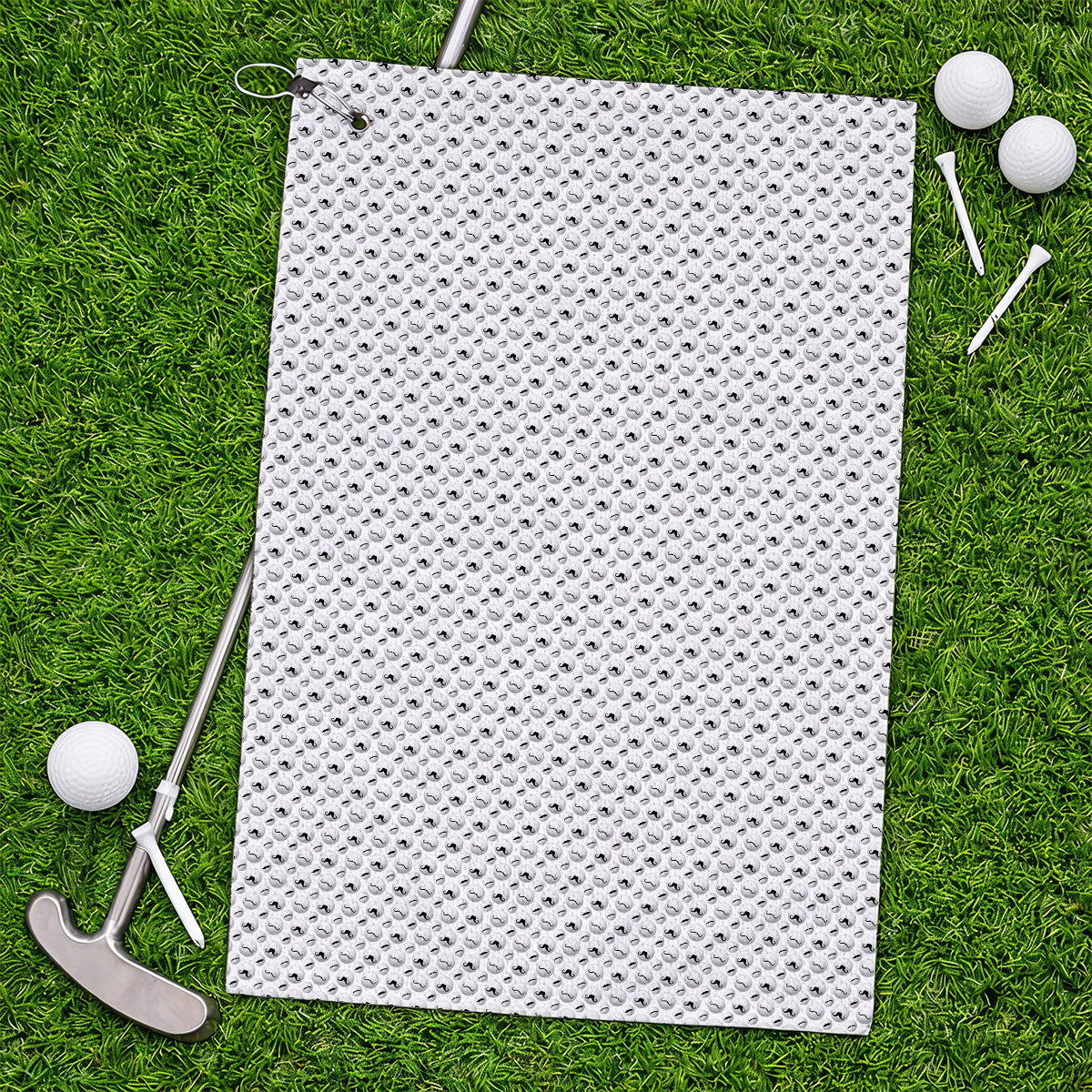 Mustache Golf Ball Towels, Funny Movember Golf Pattern Towel, Gift for Golfers