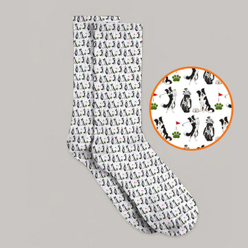 Border Collie Golf Socks, Border Collie Pattern Golf Sock for Dog Lovers, Funny Golf Gift for Golfer