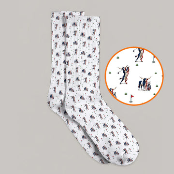 Texas Longhorn Pattern Golf Socks, Patriotic Bull Golf Sock, Unique Texas Golf Gift For Golfer