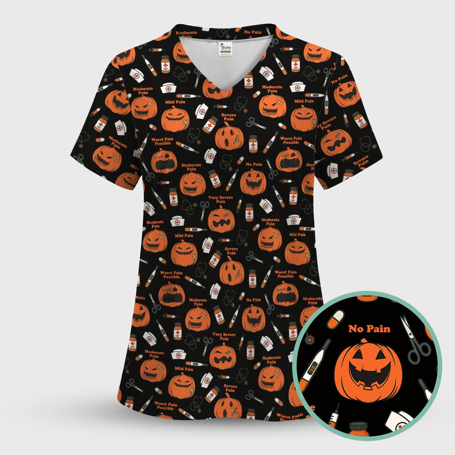Pumpkin Pain Scale Shirt for Nurse - Halloween Nurse Medical Graphic Tee - Spooky Gift for RN LPN CNA