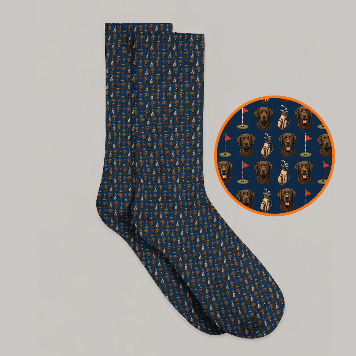 Chocolate Labrador Retriever Golf Sock, Funny Chocolate Lab Pattern Golf Socks, Dog Lover Golf Shirt
