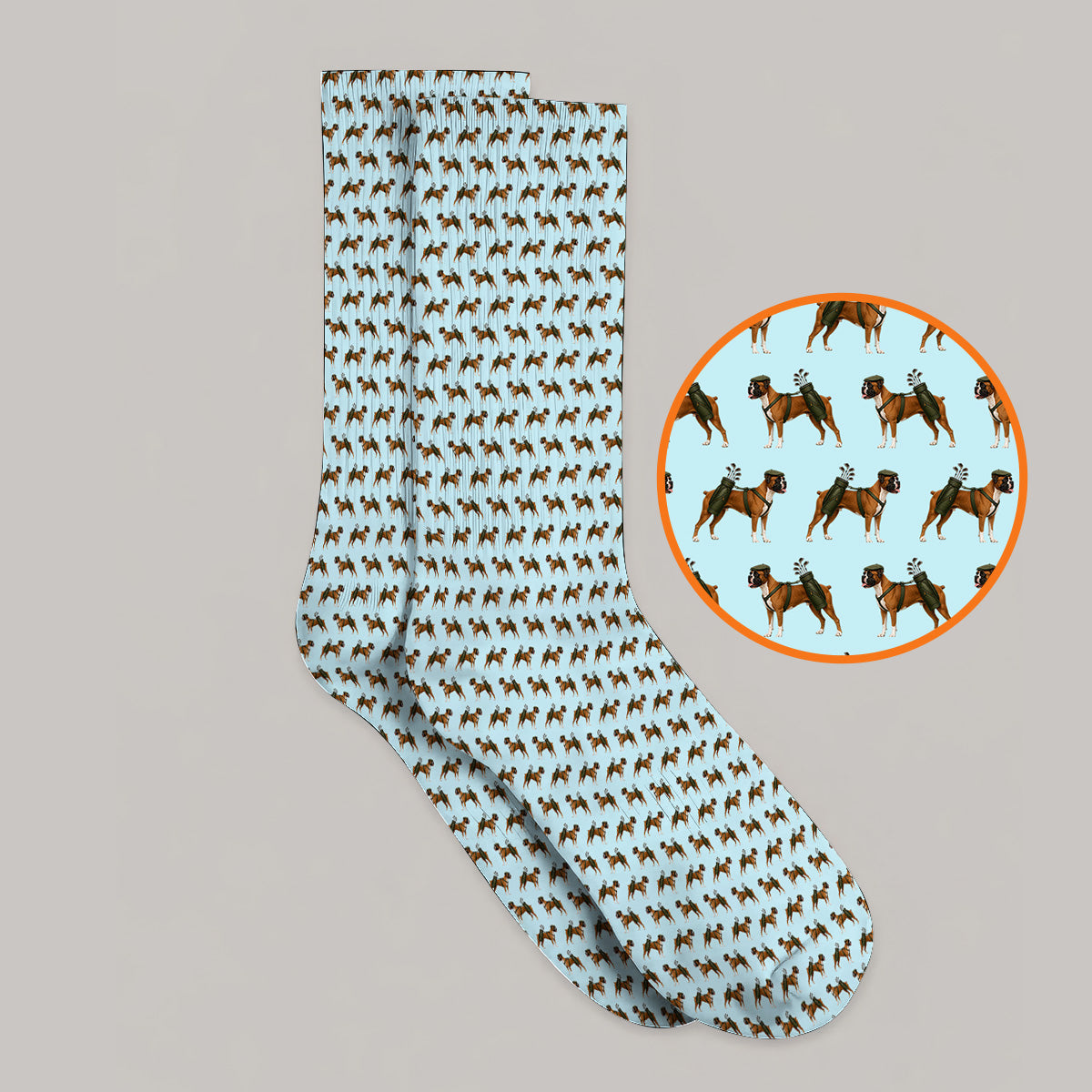 Boxer Dog Golf Socks, Boxer Pattern Golf Sock for Golfer, Golf Gift For Dog Owners