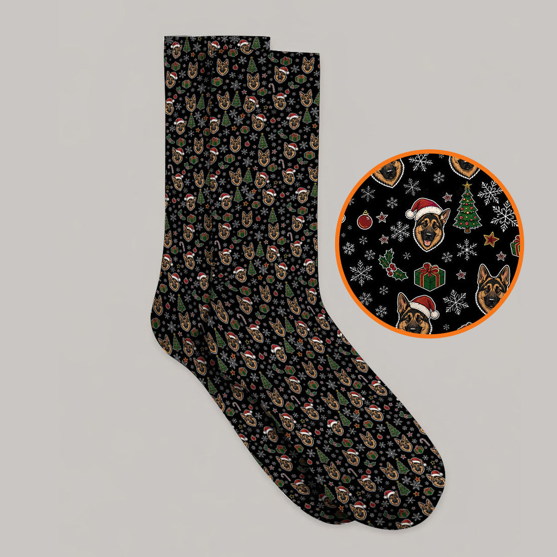 Funny German Shepherd Christmas Golf Socks, German Shepherd Pattern Golf Sock, Xmas Golf Gift For Golfer