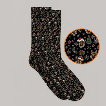 Funny German Shepherd Christmas Golf Socks, German Shepherd Pattern Golf Sock, Xmas Golf Gift For Golfer