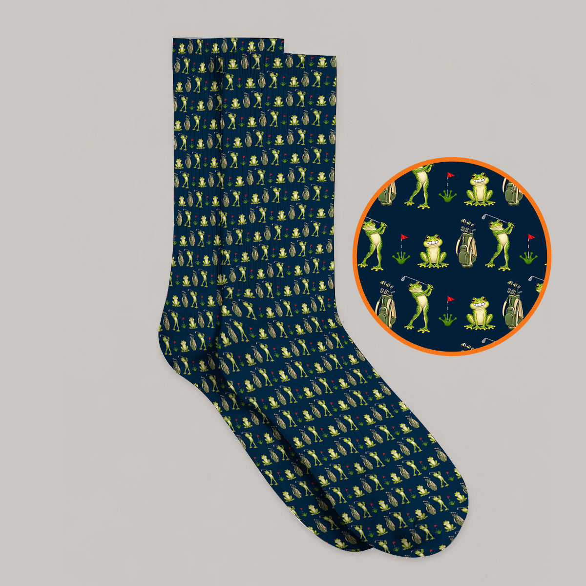 Frog Golf Socks, Cute Frog Golf Pattern Sock, Crazy Golf Gift For Golfers