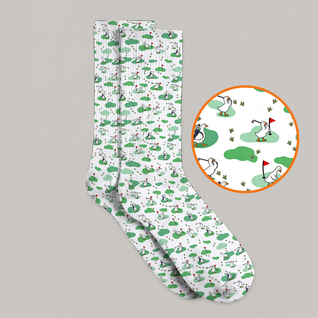 Funny Goose Golf Socks, Playful Golfing Goose Pattern Golf Sock, Golf Gift For Golfers