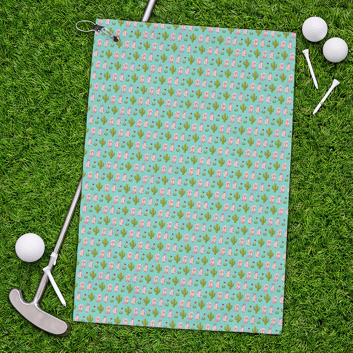 Cowgirl Pattern Golf Towels, Western Cactus Golf Towel, Golf Gifr For Golfers