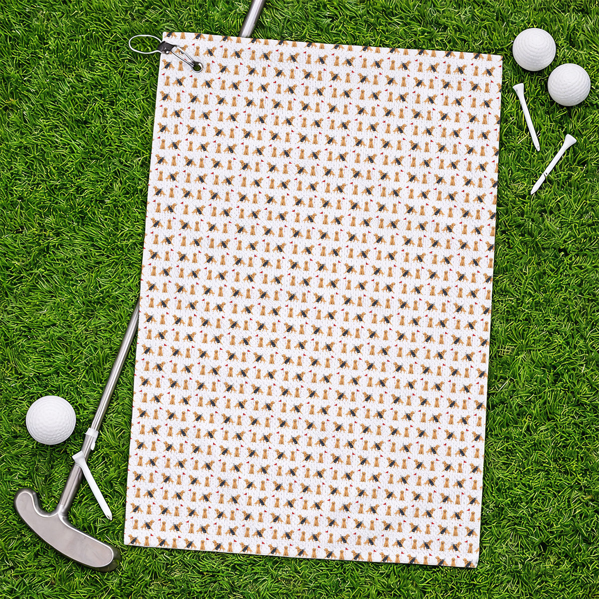 Funny Golden Retriever Golf Towel, Golden Retriever Pattern Golf Towels, Dog Lover Golf Shirt