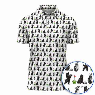 Scottish Terrier Golf Pattern Polos, Crazy Scottish Terrier Golf Shirt, Golf Gift for Golfers