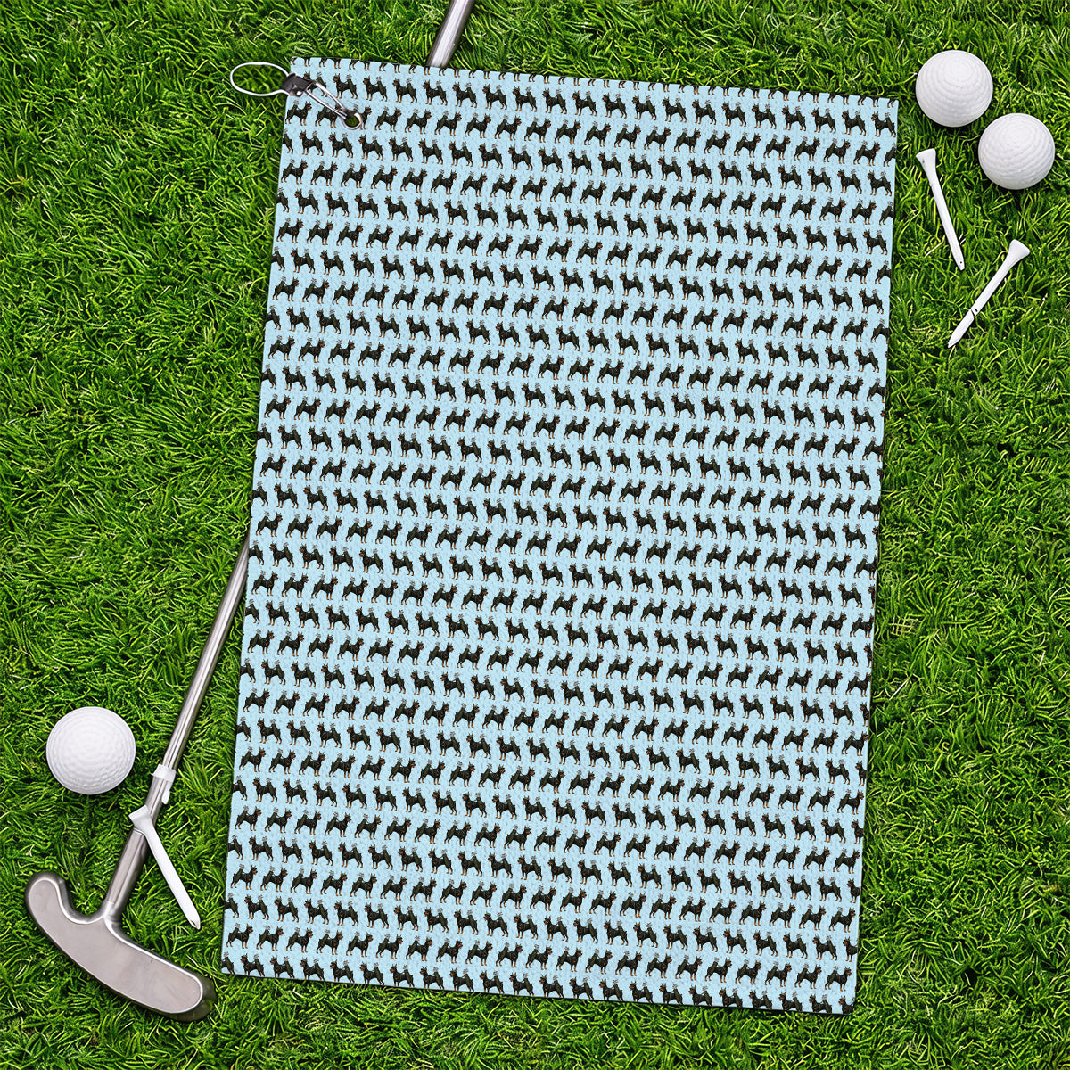 Doberman Golf Towels, Crazy Doberman Pattern Golf Towel, Dog Lover Golf Gift