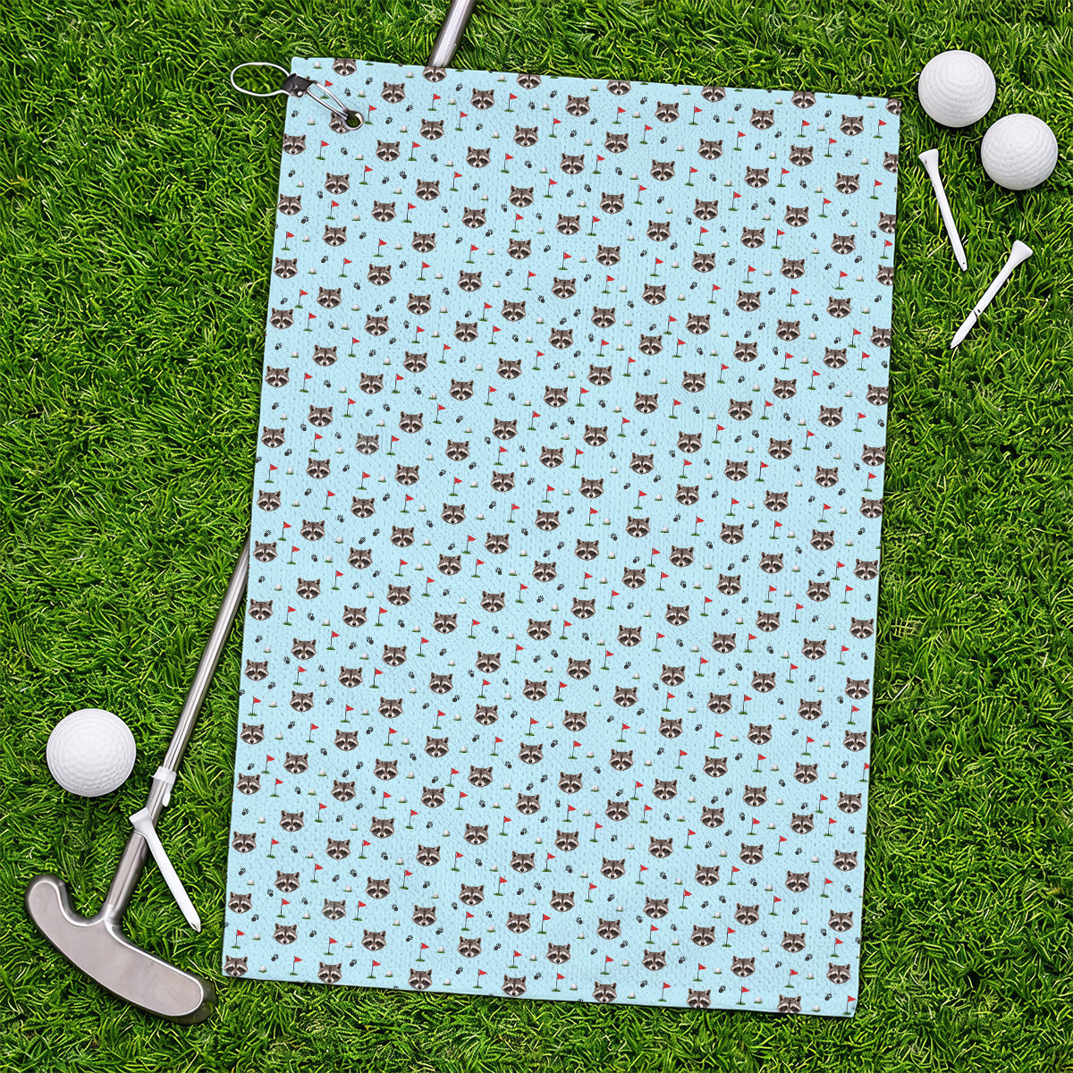 Funny Raccoon Golf Towels, Raccoon Pattern Golf Towel, Golf Gift For Golfers