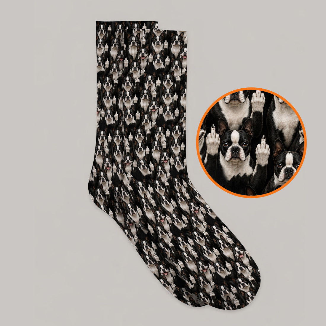 Boston Terrier Pattern Golf Socks, Funny Boston Terrier Golf Sock, Golf Gift For Golfer
