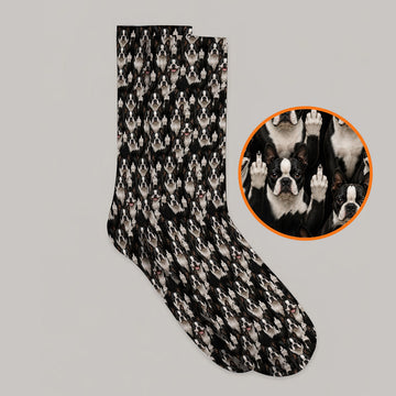 Boston Terrier Pattern Golf Socks, Funny Boston Terrier Golf Sock, Golf Gift For Golfer
