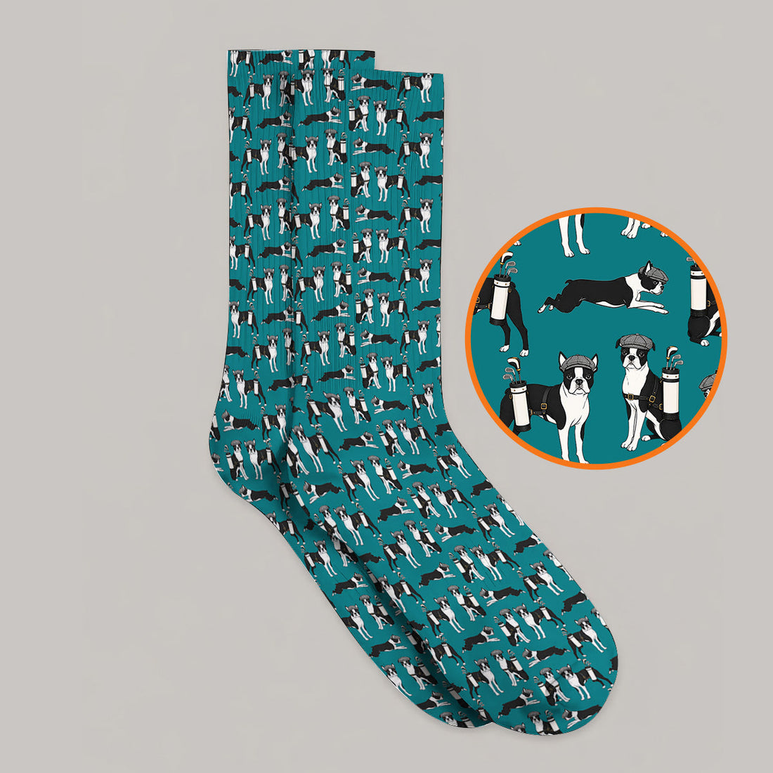 Boston Terrier Pattern Golf Socks, Boston Terrier Golf Sock, Funny Golf Gift For Golfer