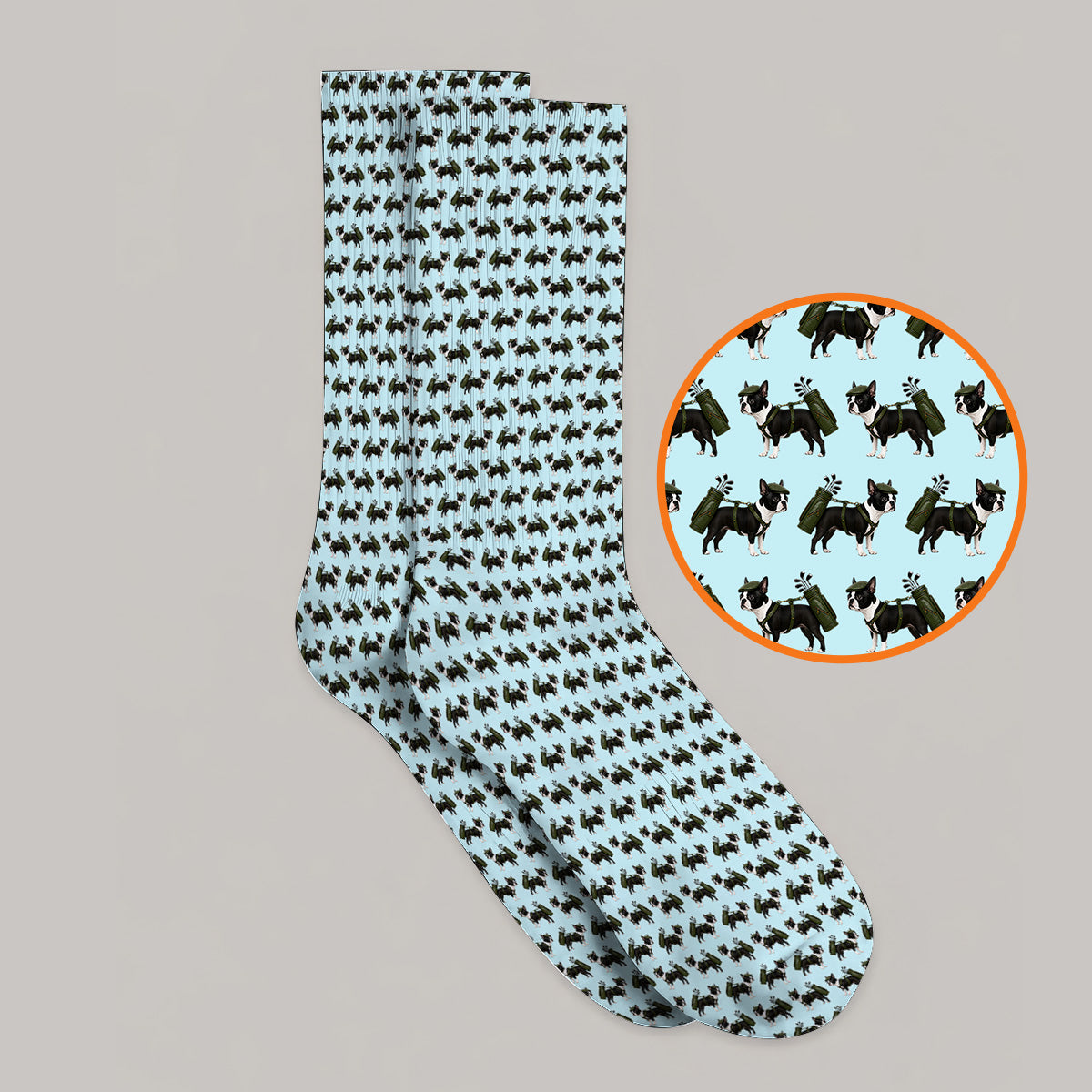 Crazy Boston Terrier Pattern Golf Socks, Boston Terrier Golf Sock, Golf Gift For Golfer