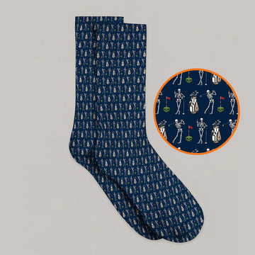 Skeleton Pattern Golf Socks, Funny Skeleton Golf Sock, Golf Gift For Golfer