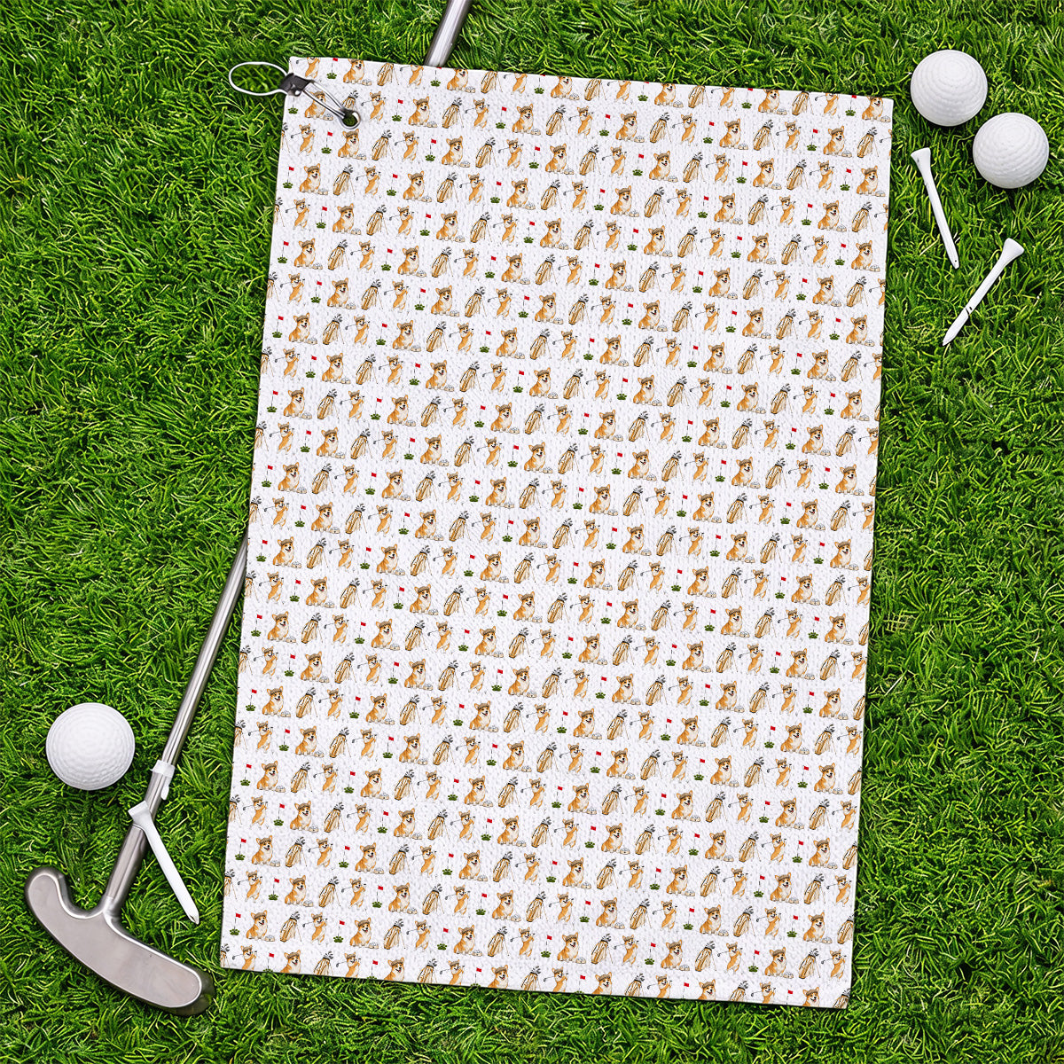 Funny Corgi Golf Towel, Corgi Pattern Golf Towels, Dog Lover Golf Gift