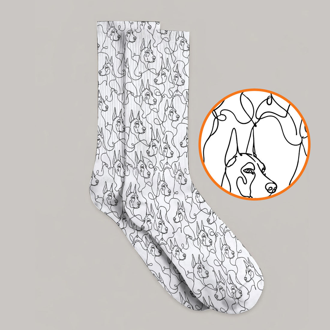 Doberman Line Art Golf Socks, Minimalist Doberman Pattern Golf Sock, Dog Lover Golf Gift