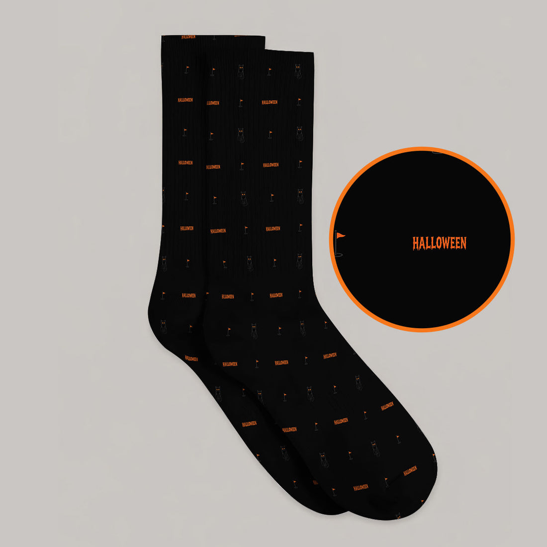 Black Cat Halloween Golf Socks, Spooky Cat Pattern Golf Sock for Halloween Lovers, Funny Golf Gift for Golfers