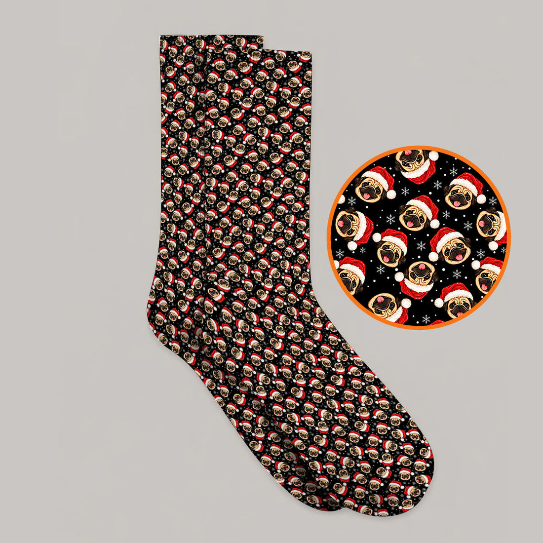 Funny Christmas Pug Golf Socks, Pug Pattern Golf Sock For Dog Lovers, Xmas Golf Gift For Golfers