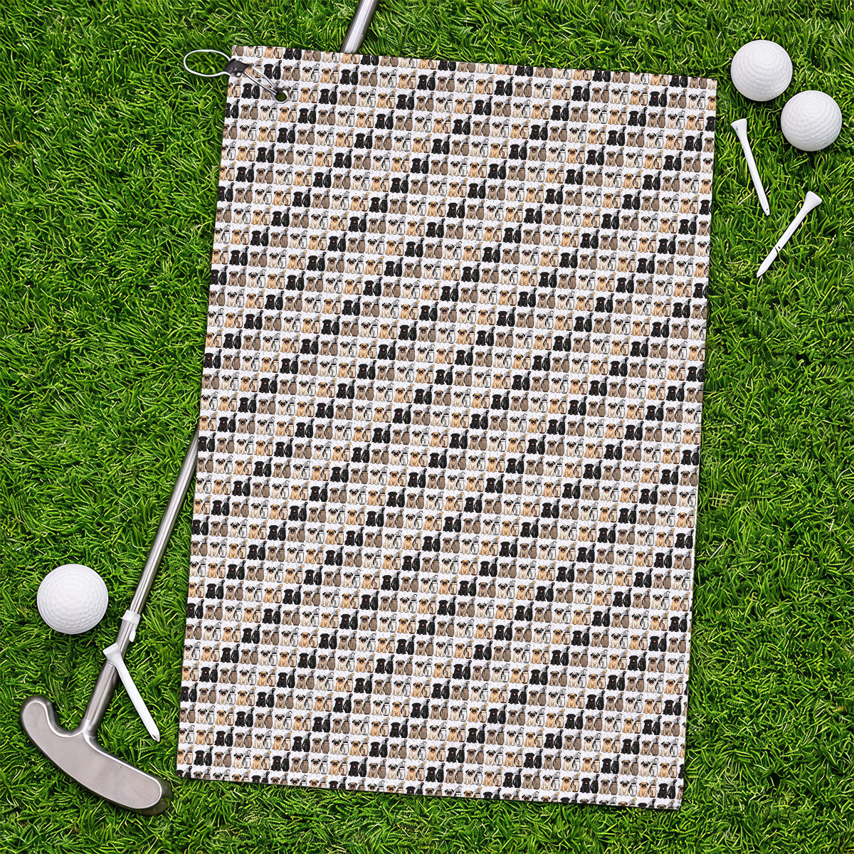 Funny Pug Golf Towels, Pug Pattern Golf Towel For Dog Lovers, Golf Gift For Golfers
