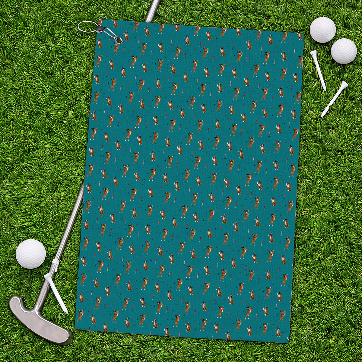 Funny Boxer Golf Swing Towel, Boxer Golf Pattern Golf Towels for Dog Lovers, Golf Gift For Golfer
