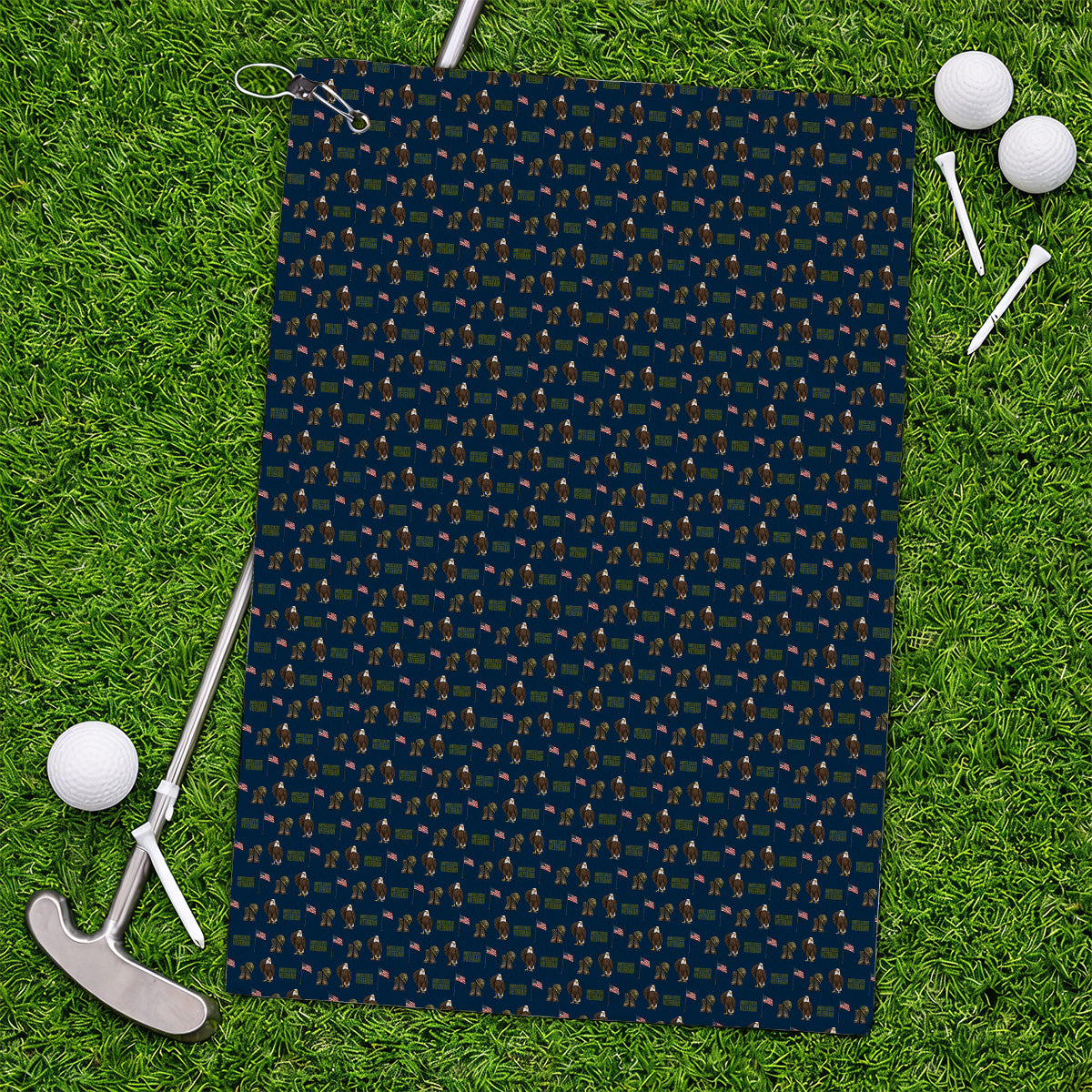 United States Veteran Pattern Golf Towels, American Eagle & Military Tribute Golf Towel, Patriotic USA Veteran Gift for Golfers