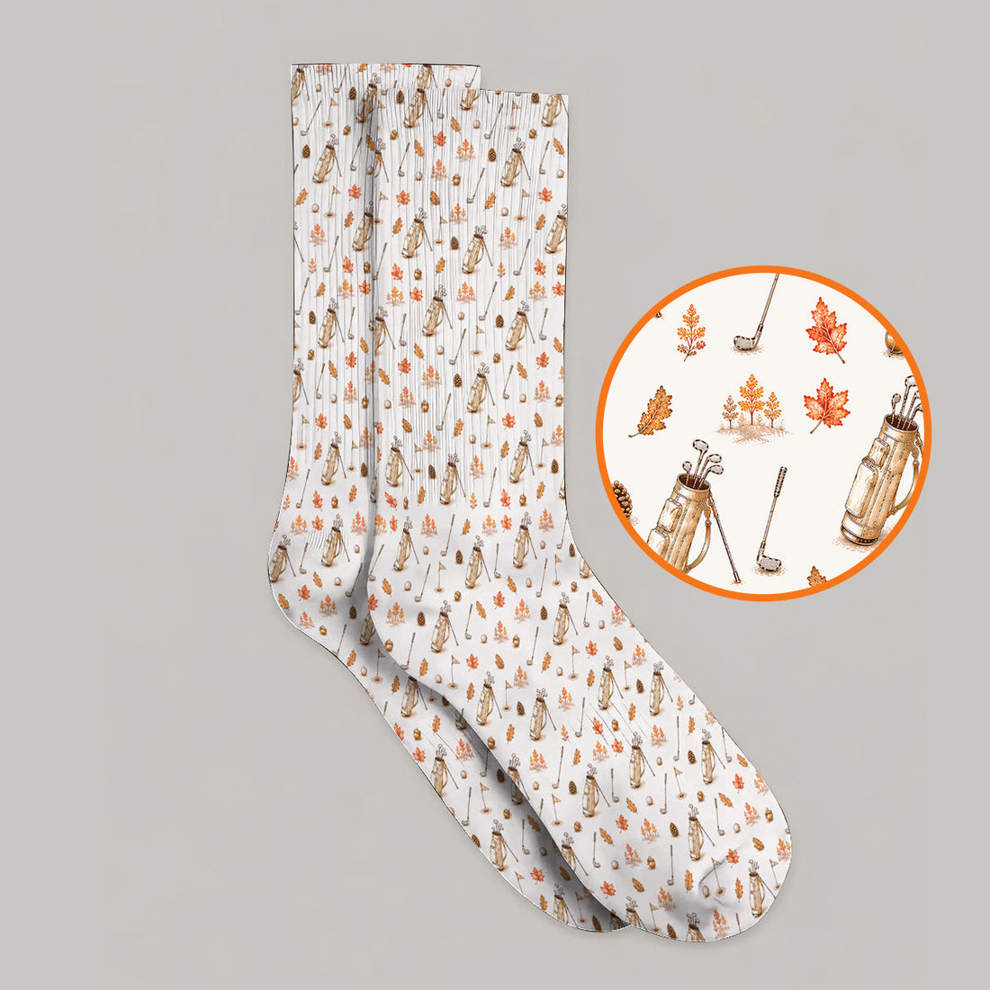Vintage Squirrel Golf Socks, Autumn Golf Fall Pattern Sock, Golf Gift For Golfer