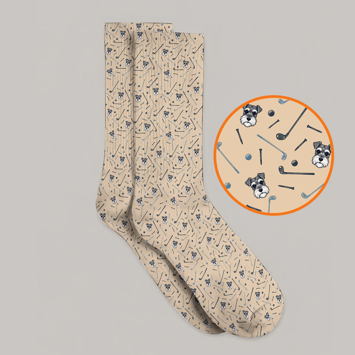 Crazy Miniature Schnauzer Pattern Golf Socks, Mini Schnauzer Golf Sock, Dog Lover Golf Gift