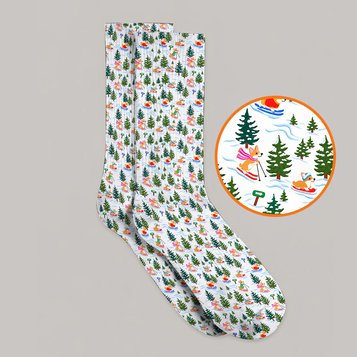 Corgi Christmas Golf Socks, Xmas Corgi Pattern Golf Sock, Funny Golf Gift For Golfers