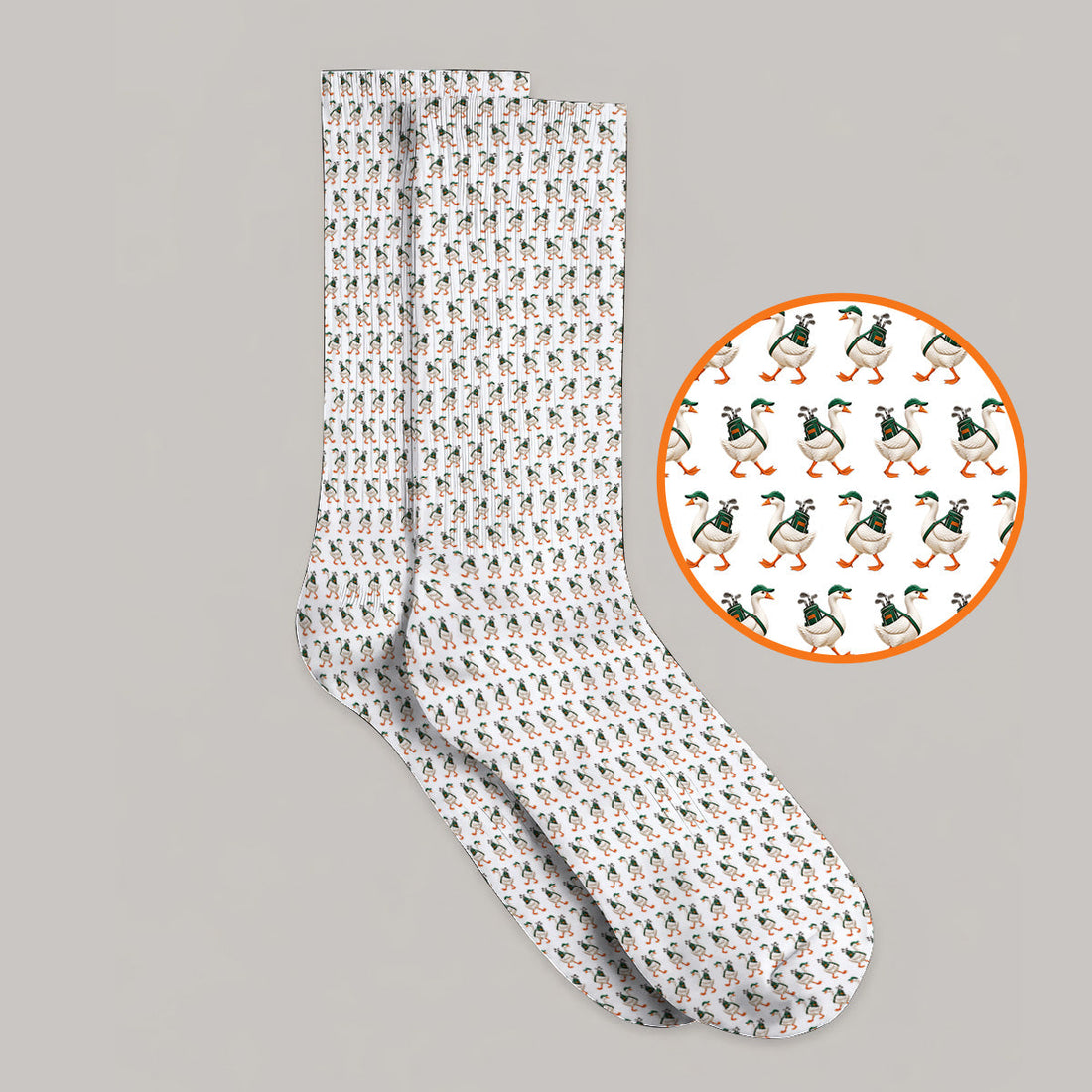 Walking Goose Golf Socks, Funny Goose Pattern Golf Sock, Golf Gift For Golfer