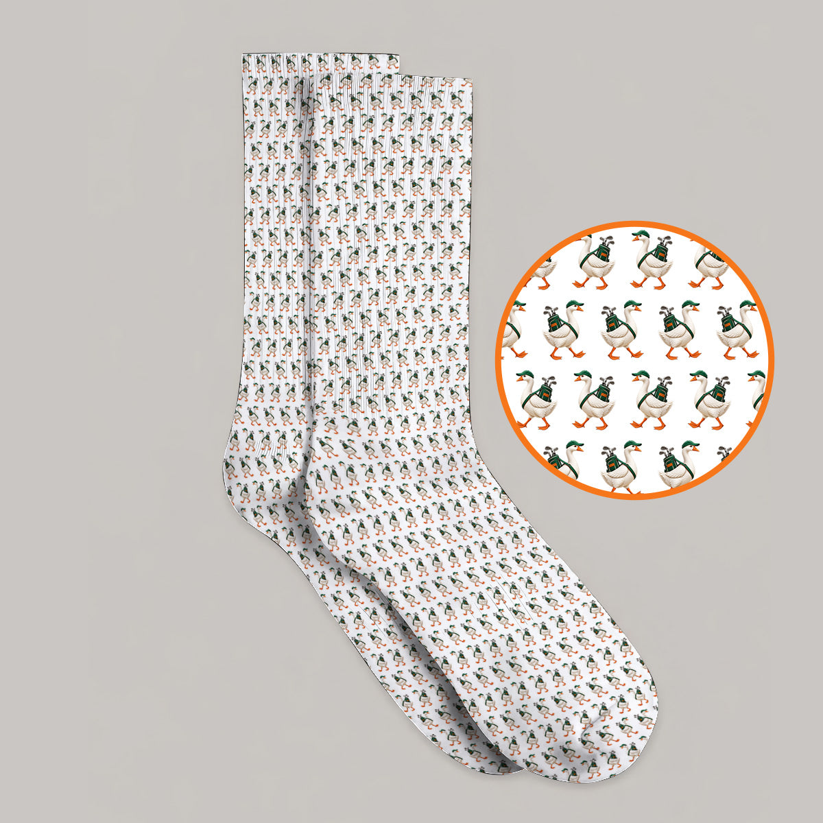 Walking Goose Golf Socks, Funny Goose Pattern Golf Sock, Golf Gift For Golfer
