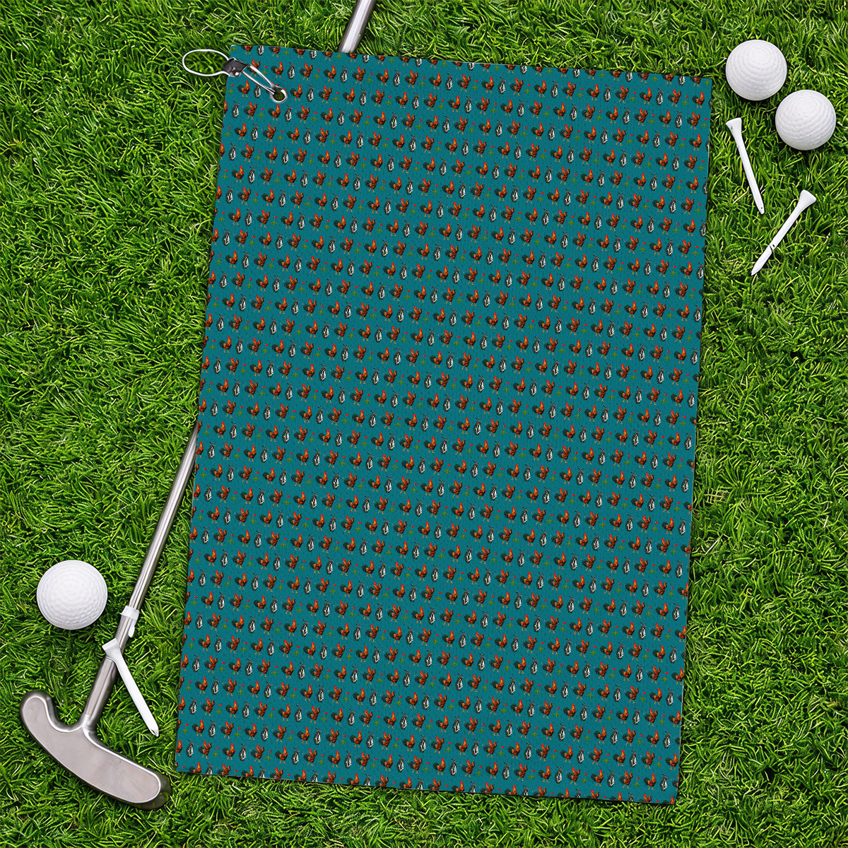 Funny Rooster Golf Towels, Rooster Pattern Golf Towel For Chicken Lovers, Golf Gift For Golfers