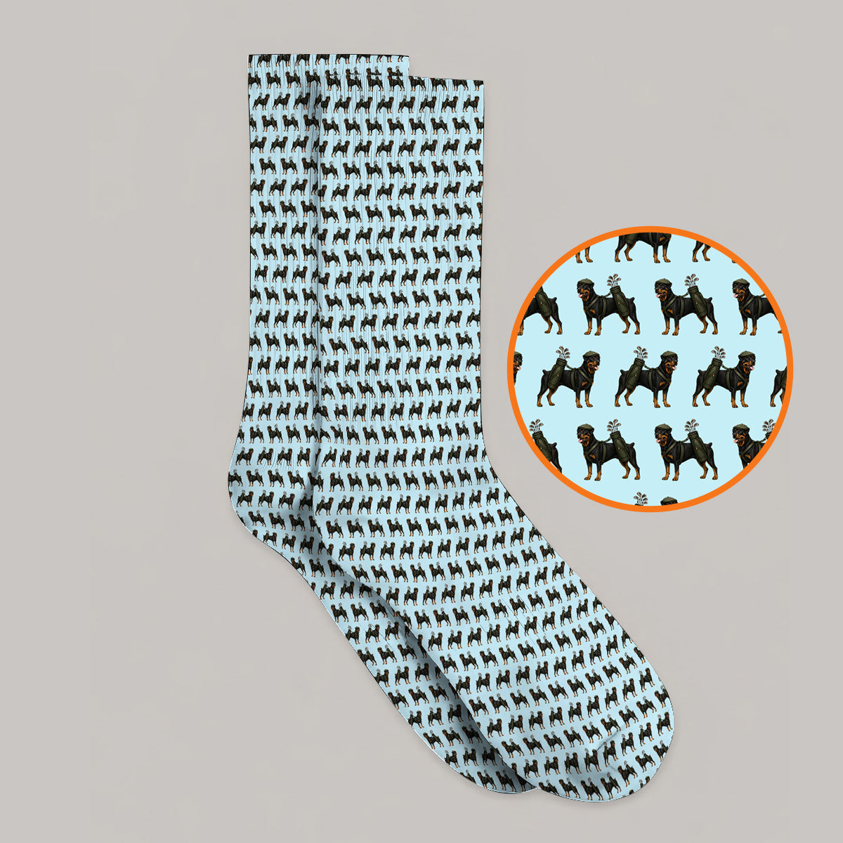Rottweiler Golf Socks, Rottweiler Dog Golf Pattern Sock, Crazy Golf Gift For Golfer