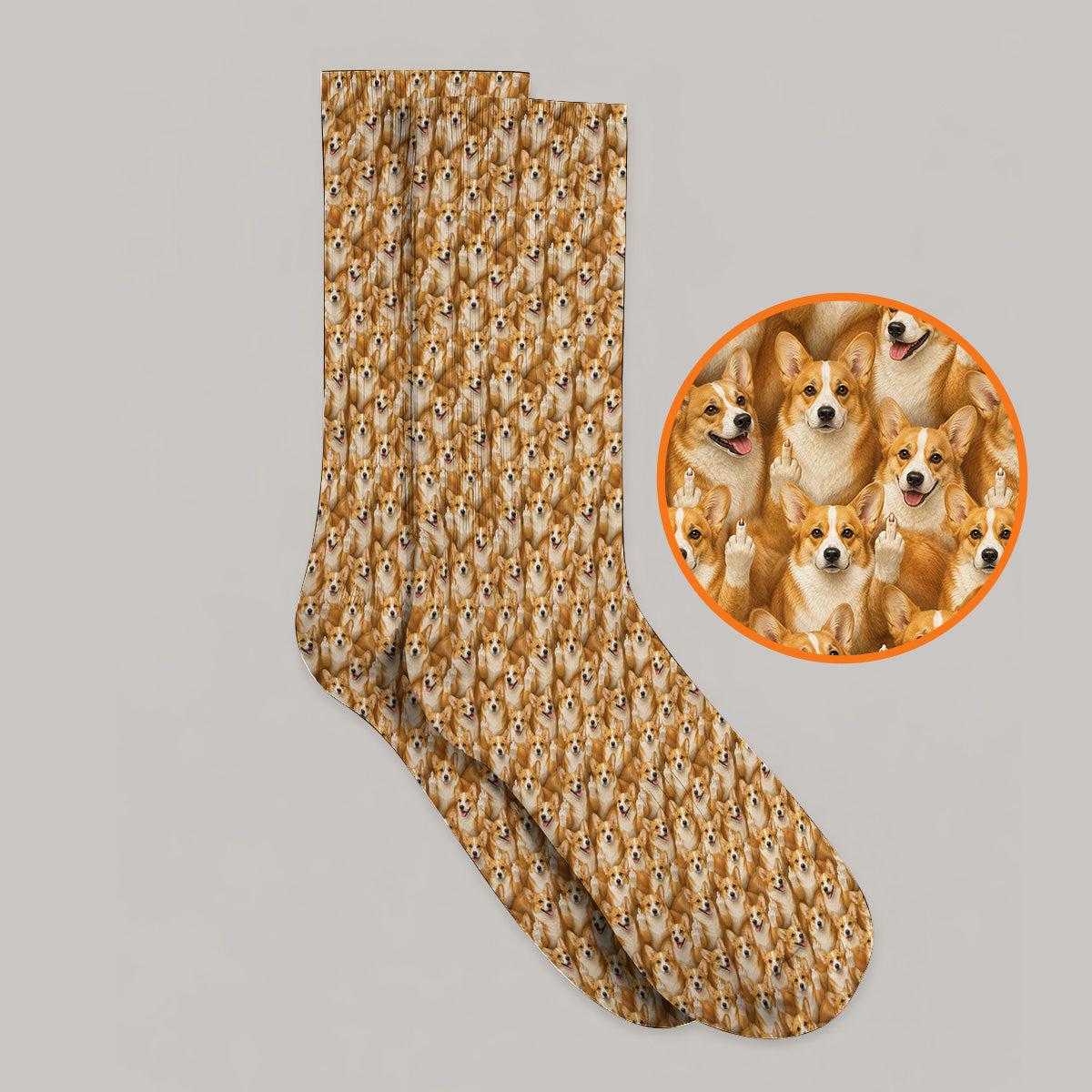 Crazy Corgi Golf Socks, Corgi Pattern Golf Sock, Golf Gift For Golfer
