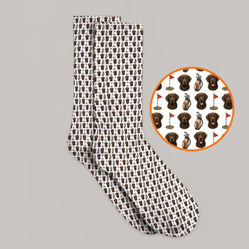 Chocolate Labrador Retriever Golf Sock, Funny Chocolate Lab Pattern Golf Socks, Dog Lover Golf Shirt