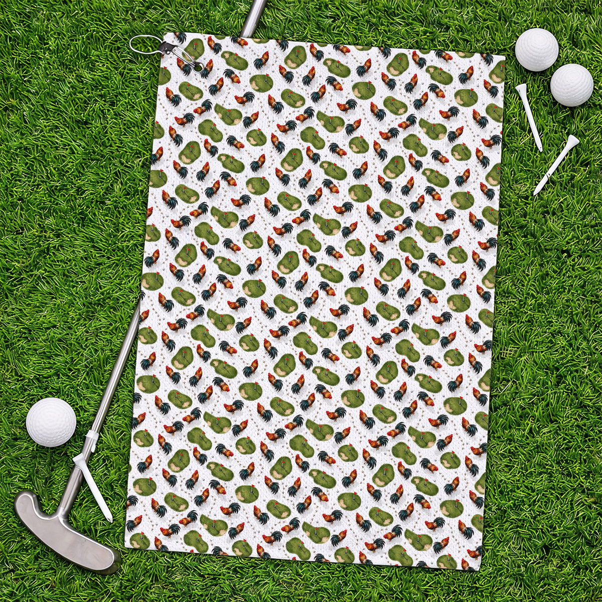 Vintage Rooster Golf Towels, Chicken Pattern Golf Towel For Rooster Lovers, Golf Gift For Golfers