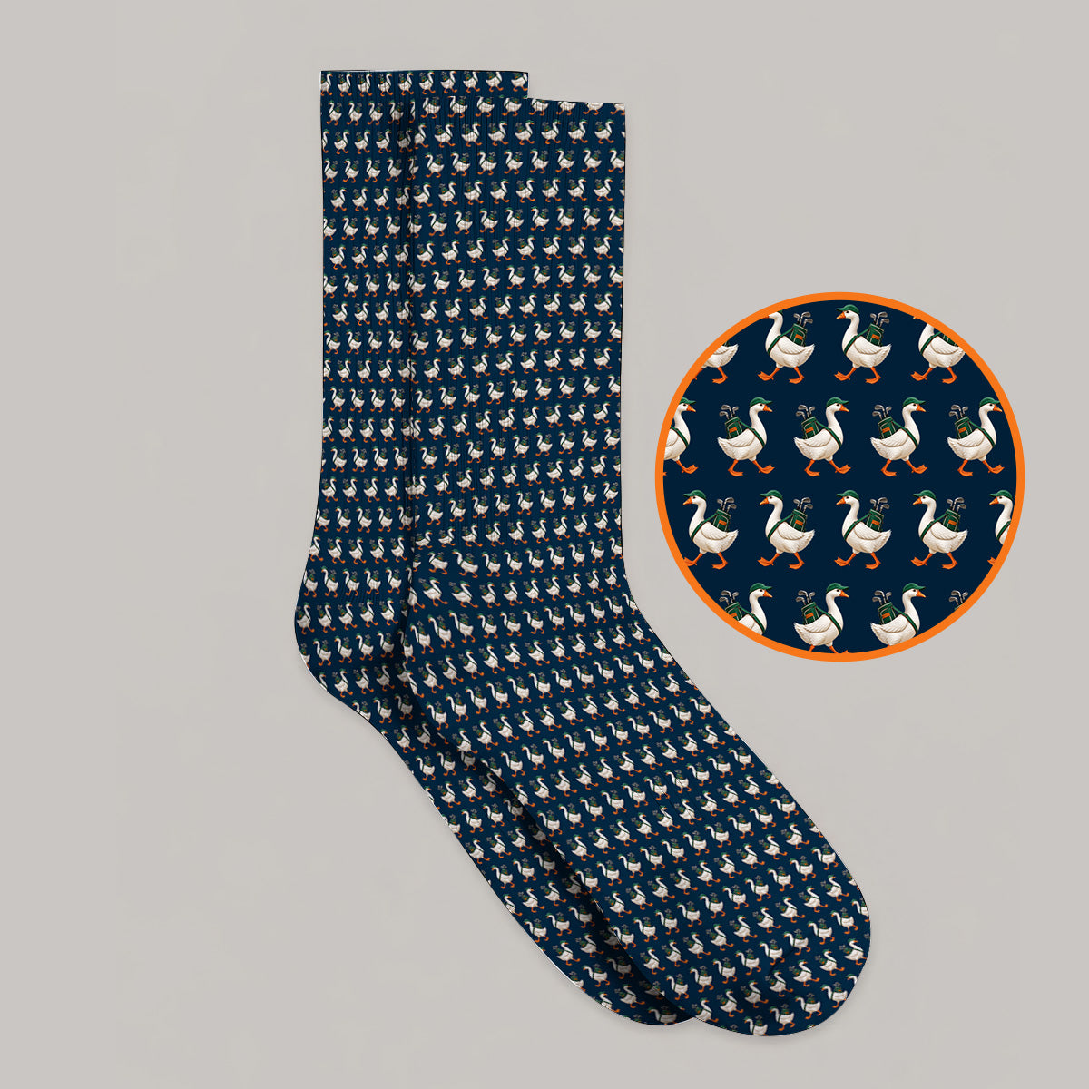 Walking Goose Golf Socks, Funny Goose Pattern Golf Sock, Golf Gift For Golfer