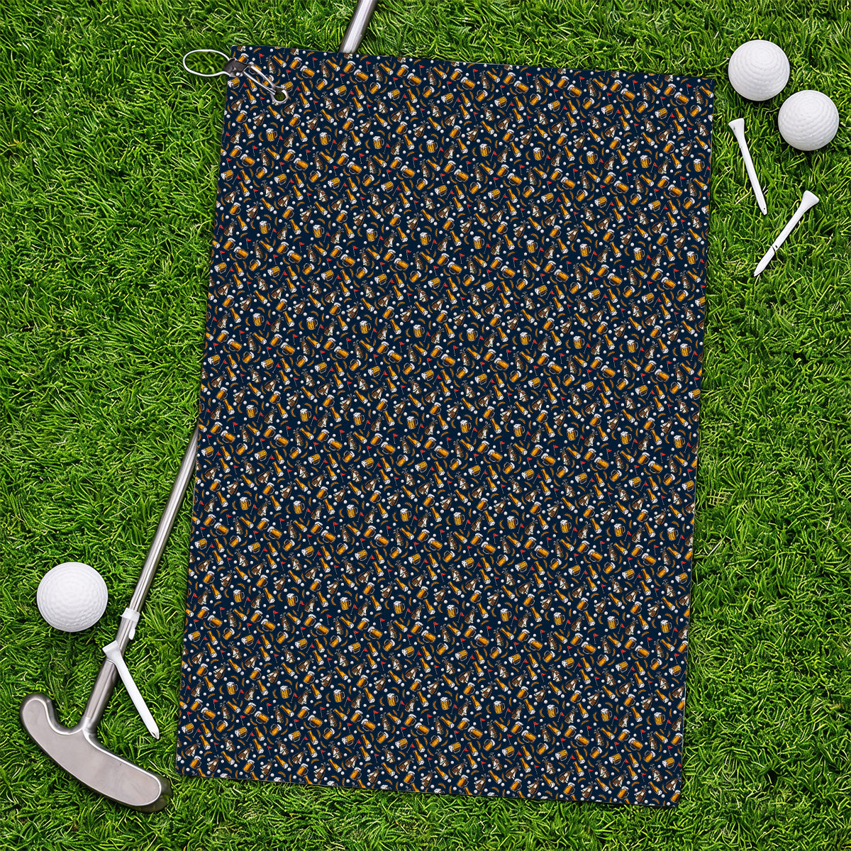 Pattern Golf And Beer Towels, Funny Golf Towel, Golf Gift For Golfer