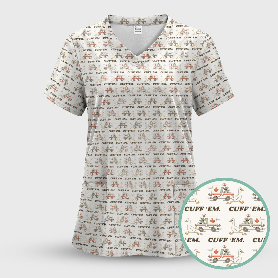 Funny ER Nurse Shirt - Cute Goose & Ambulance Pattern Graphic Design - Gift for Women RN LPN & Medical Students
