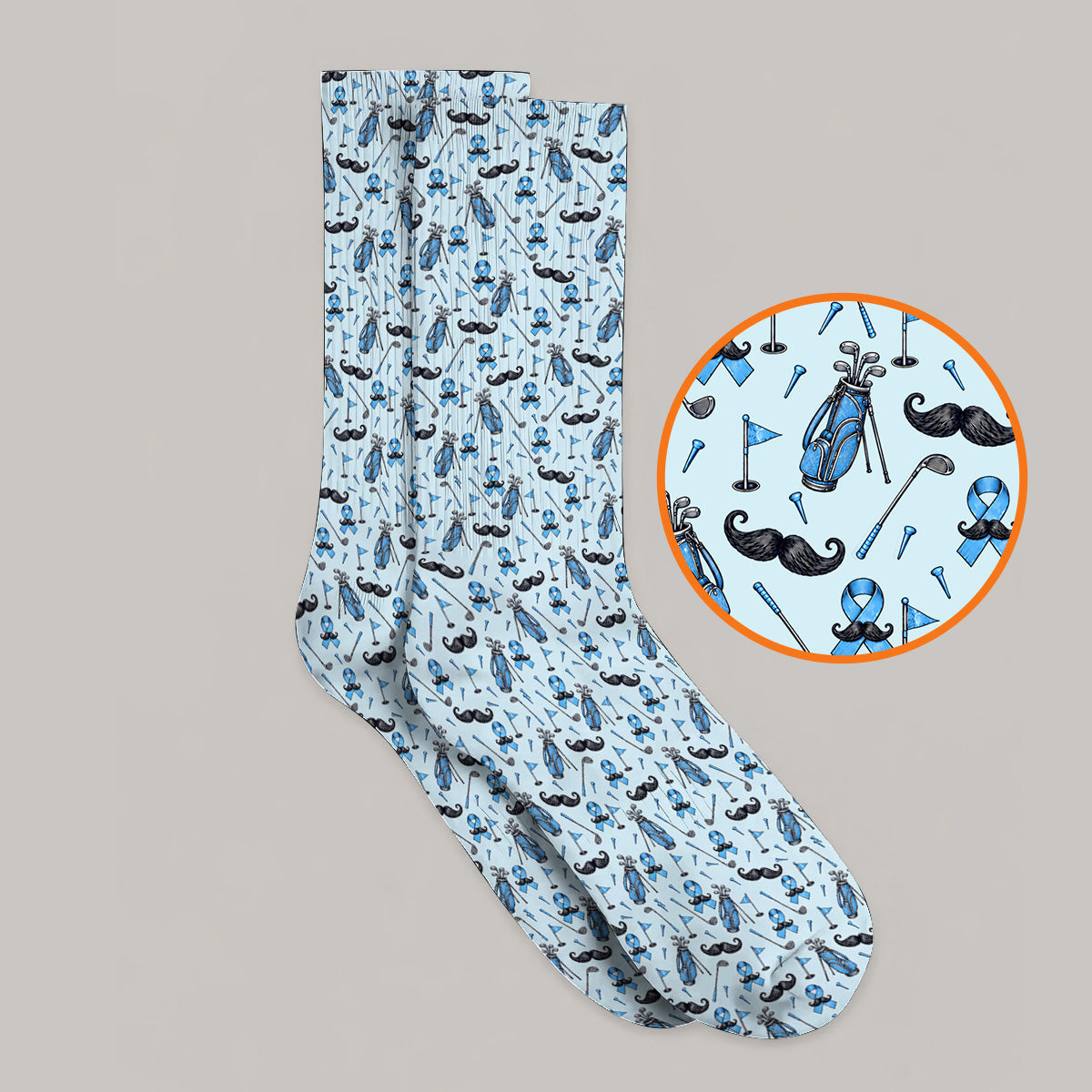 Prostate Cancer Golf Socks, Blue Ribbon Pattern Golf Sock, Crazy Golf Gift For Golfers